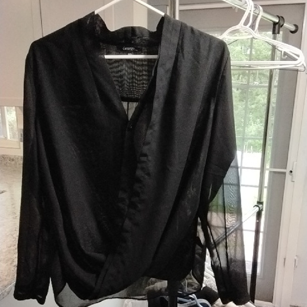 George Women's Elegant Black Wrap Blouse
